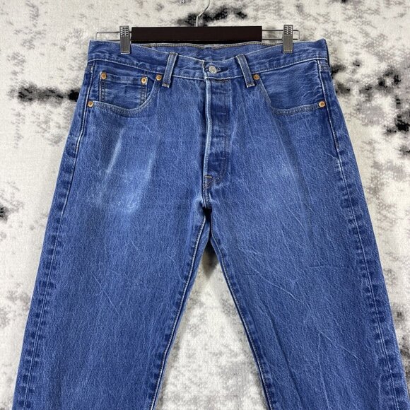 Levis Vintage Shrink To Fit 501 Jeans‎ Mens Size 34x32 Medium Wash Straight Leg - Picture 4 of 16